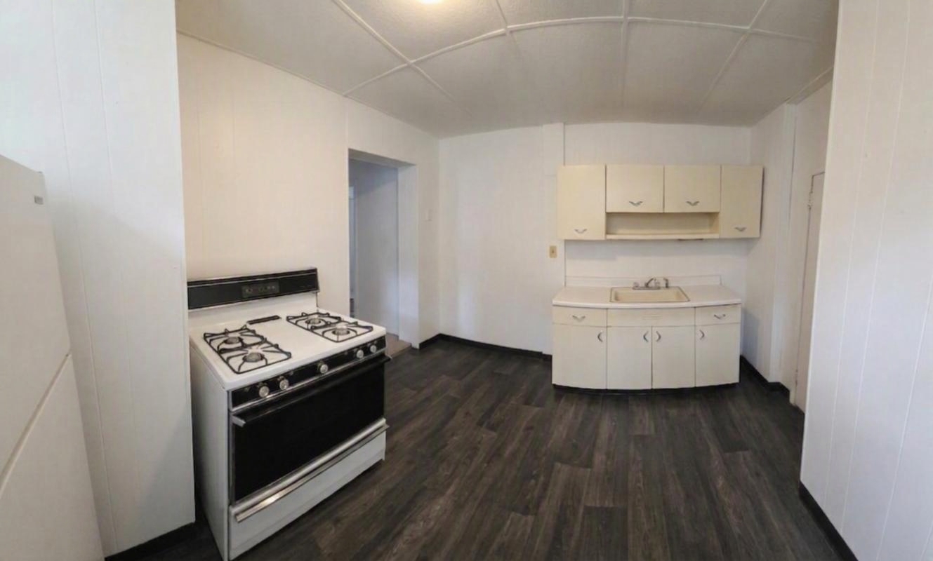306 Woodward Unit 3 kitchen with white cabinetry, sink, and durable flooring